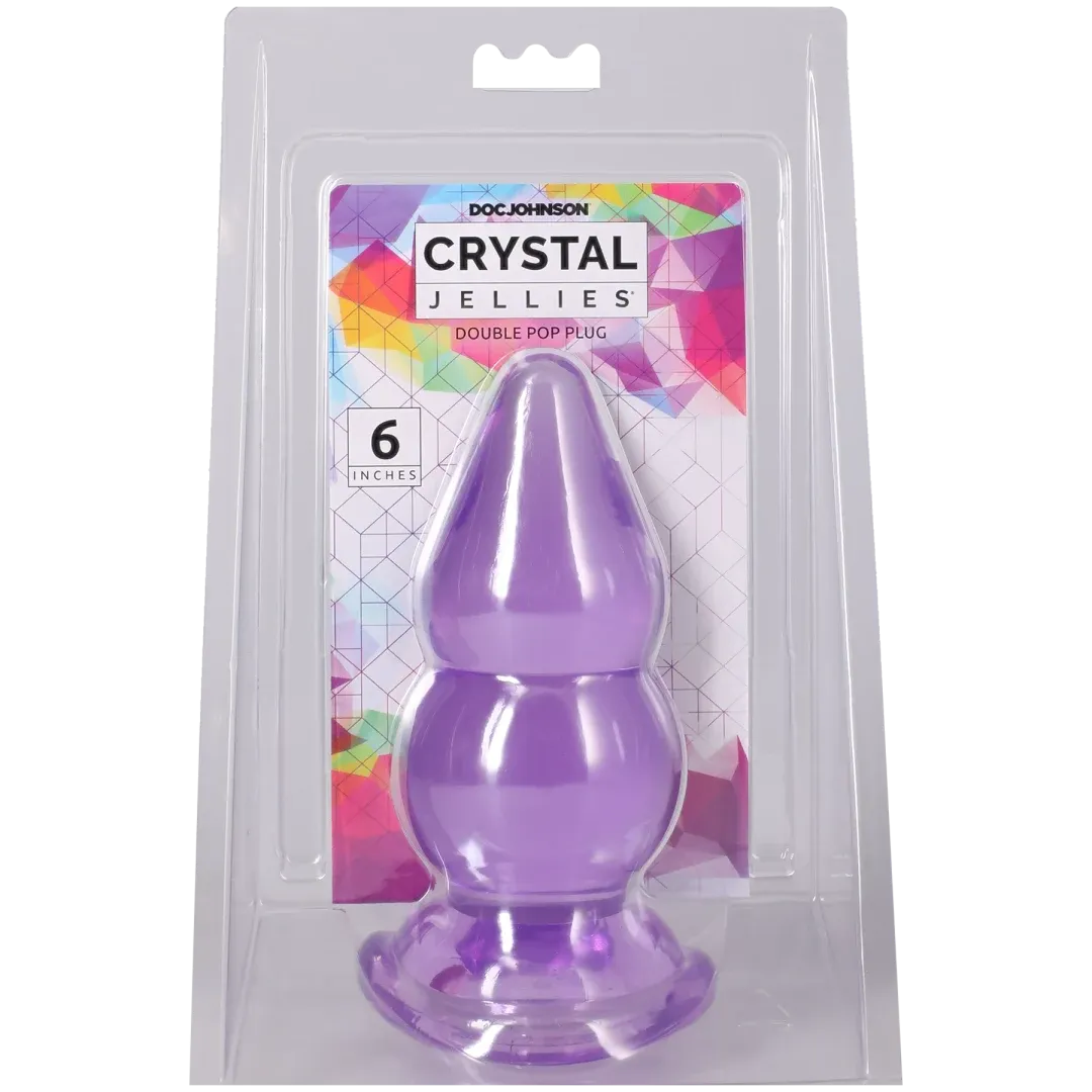 Crystal Jellies Double Pop Plug – Phthalate-Free Silicone 6 Inch Plug Purple > Anal Range > Butt Plugs