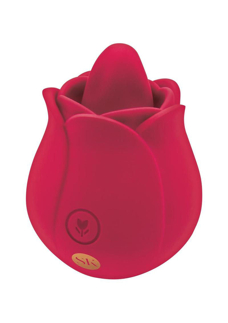 Rose Blossom Licker Tongue Vibrator with 10 Modes Red Silicone Rose Stimulators