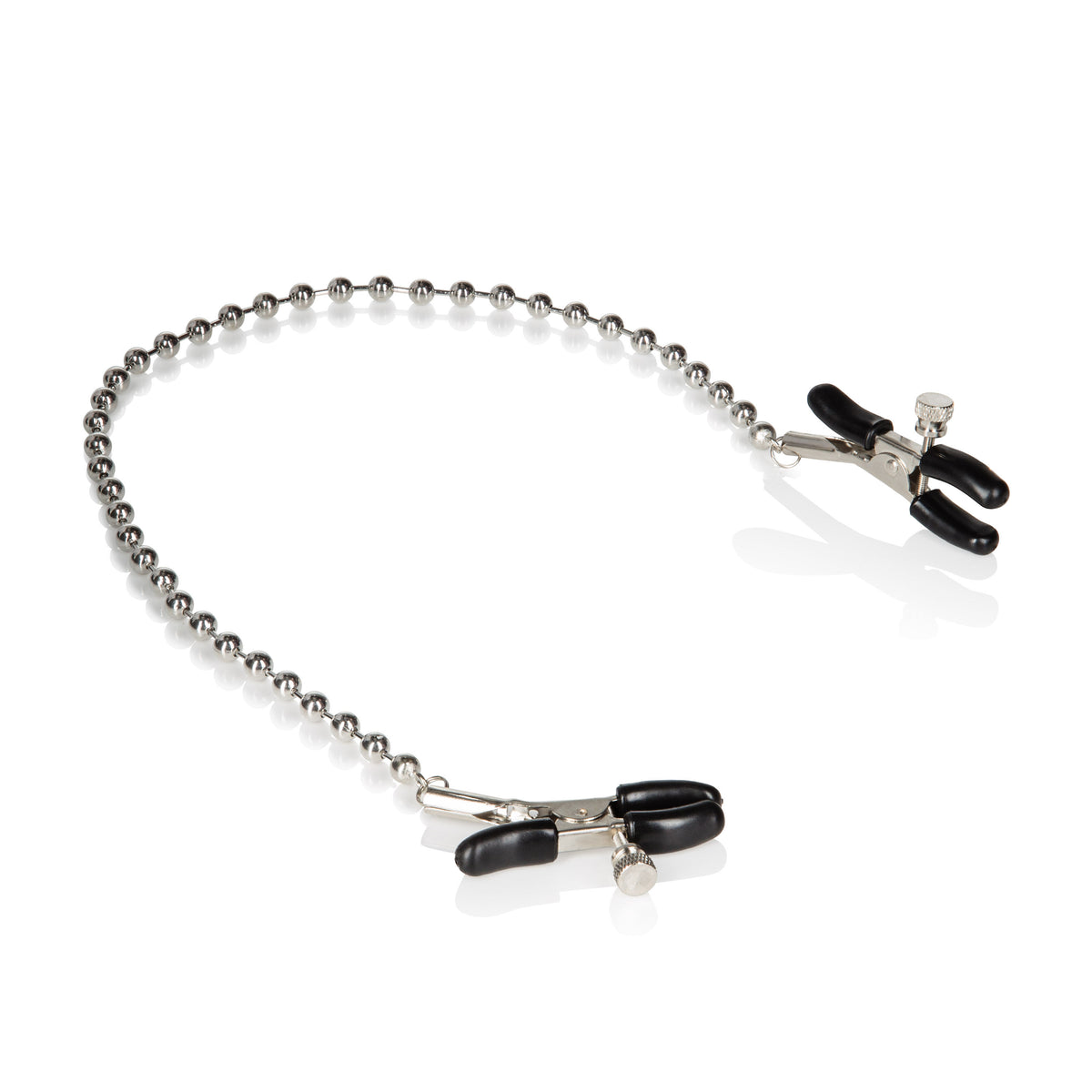 Silver Beaded Adjustable Nipple Clamps with Rubber Coating > Sex Toys > Nipple Clamps