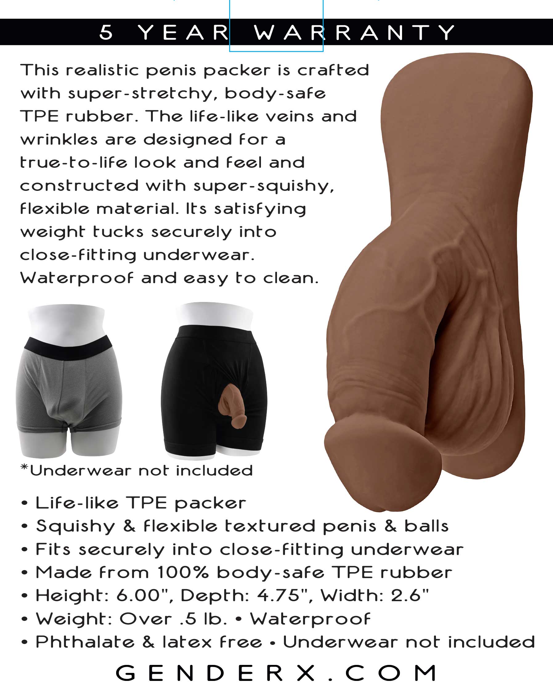 4 Inch Dark Packer for Realistic Feel and Comfortable Wear Packers