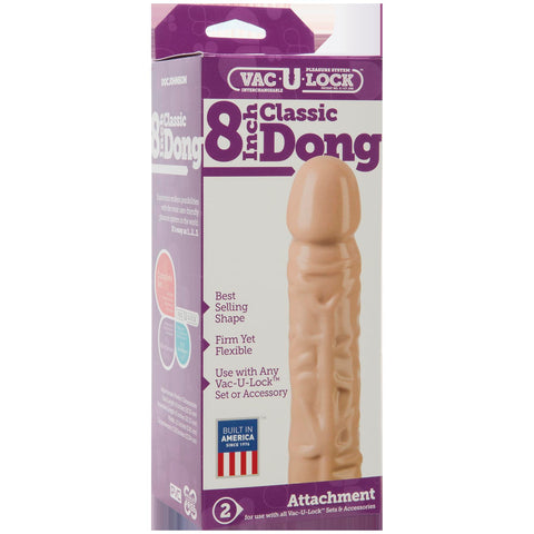 VacuLock Classic 8 Inch Dong Attachment For Strap On Beige > Realistic Dildos and Vibes > Realistic Dildos