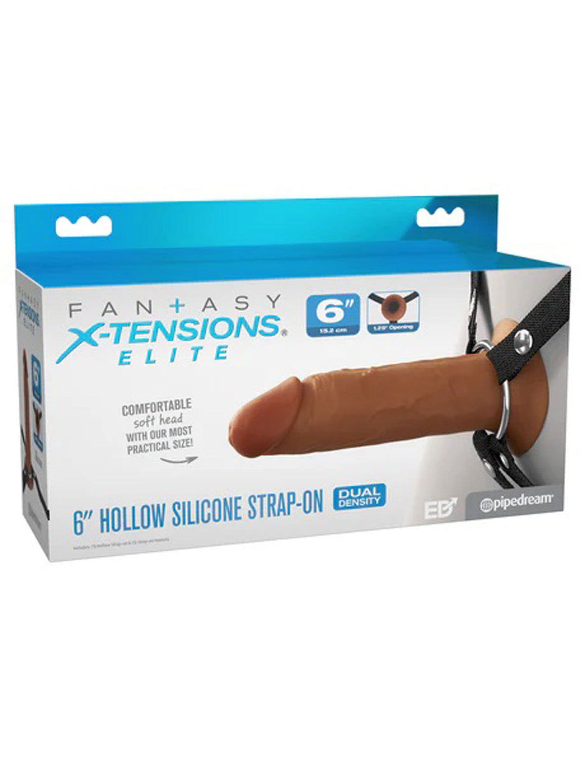 FX Elite 6 Inch Silicone Hollow Strap On Tan Brown > Dildos > Hollow Strap Ons