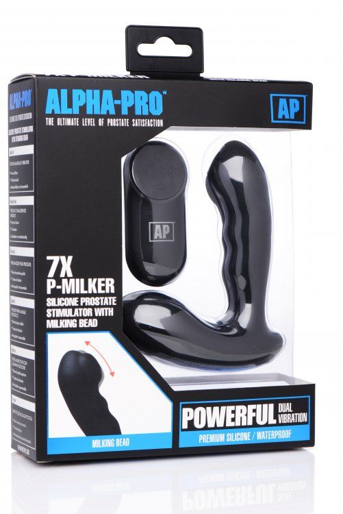 7x P-Milker Silicone Prostate Stimulator with Milking Bead Black Prostate Tools