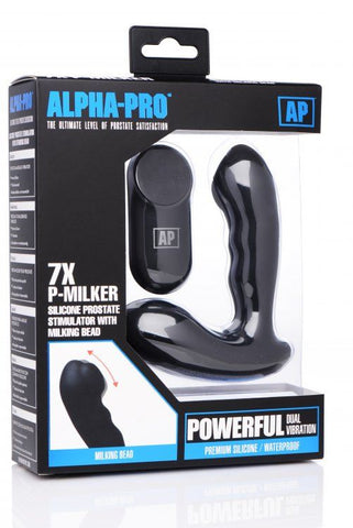 7x P-Milker Silicone Prostate Stimulator with Milking Bead Black Prostate Tools
