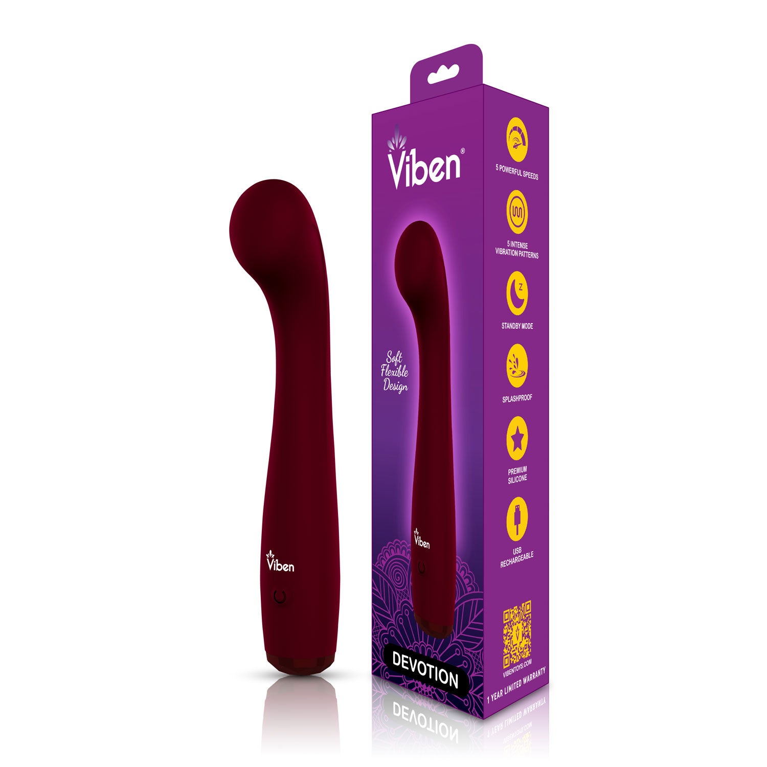 Viben Devotion Ruby G-Spot Vibrator for Intense Pleasure Electric Massager
