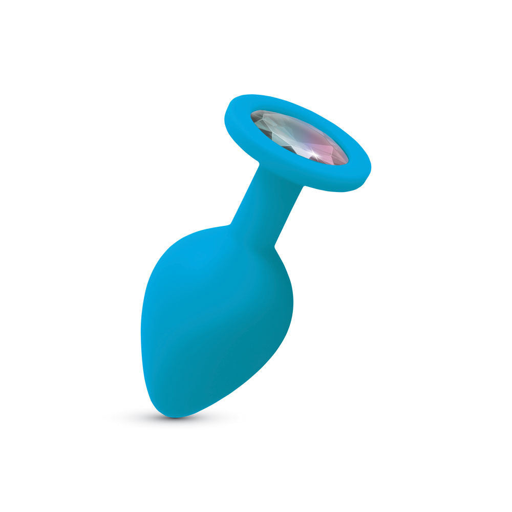Gemma 3.16 Inch Clear Iridescent Teal Silicone Plug – Medium Anal Plug > Anal Range > Jewel Butt Plugs