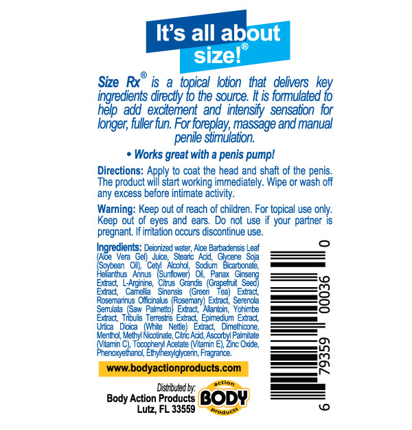 Size Rx Male Enhancement Lotion 2 Oz – Topical Formula for Improved Firmness and Sensation > Essentials > Mens Enhancers