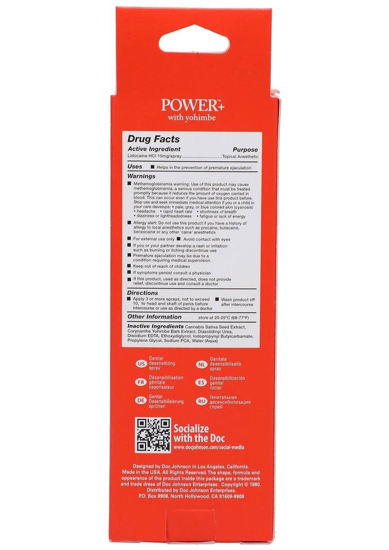 Delay Spray Power+ Spray with Yohimbe 2 fl oz 59ml > Essentials > Mens Enhancers