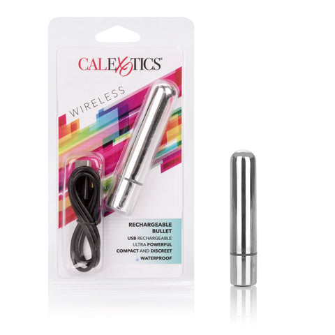 Rechargeable Discreet Bullet Vibrator with 3 Speeds for Travel Silver BULLETS