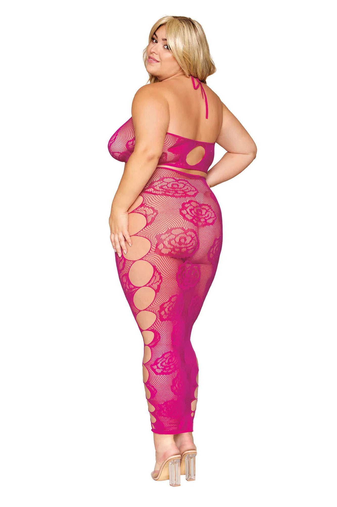 Seamless Bralette and Long Skirt Set – Queen Size Lingerie Pink Curvy Size > Clothes > Plus Size Lingerie