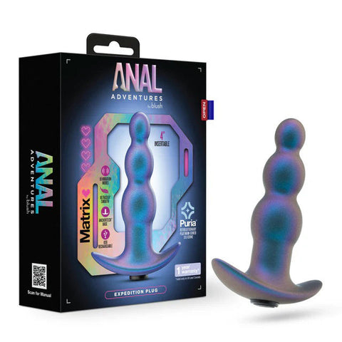 Anal Adventures Matrix Expedition Plug Anal Trainer in Blue Blue Butt Plugs