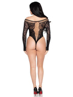 Net and Lace Crotchless Teddy (Black) – Lace Lingerie > Clothes > Teddies