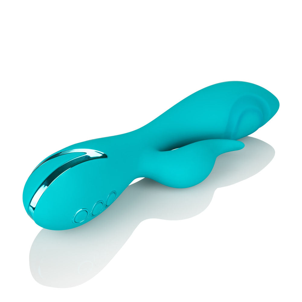 California Dreaming Santa Monica Starlet Teal Massager with 10 Vibration Functions and 3 Thumping Speeds, USB Rechargeable, Ergonomic G-Spot Design VIBRATORS-RABBIT