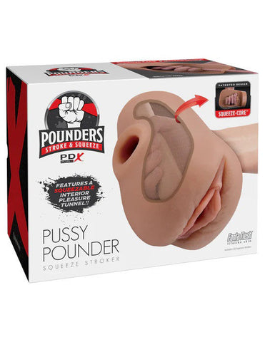 Pdx Plus Light Squeeze-Core Pussy Pounder Male Stroker Toy Brown Masturbation Aids for Males
