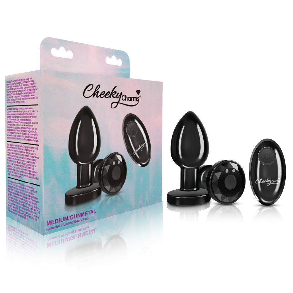 Viben Cheeky Charms Medium Metal Remote Vibrating Anal Plug Black Butt Plugs - Vibrating