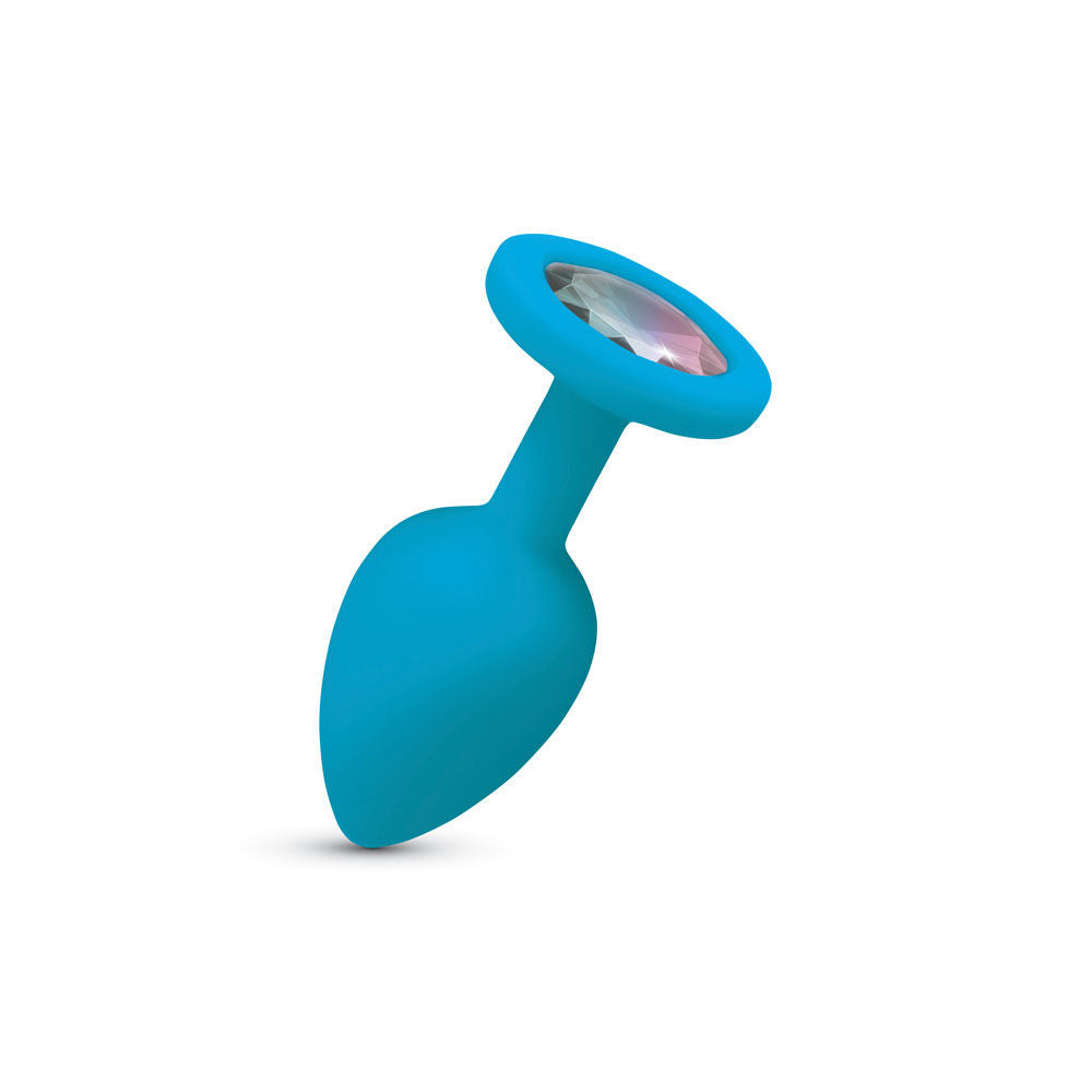 Gemma 2.74 Inch Clear Iridescent Teal Silicone Plug (Small) – Vibrant Cheeky Charms Butt Plug > Anal Range > Jewel Butt Plugs