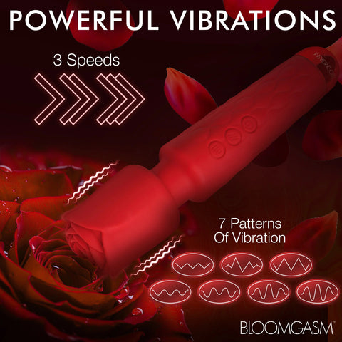 Pleasure Rose Silicone Wand With Rose Attachment Red Adult Toy Rose Stimulators