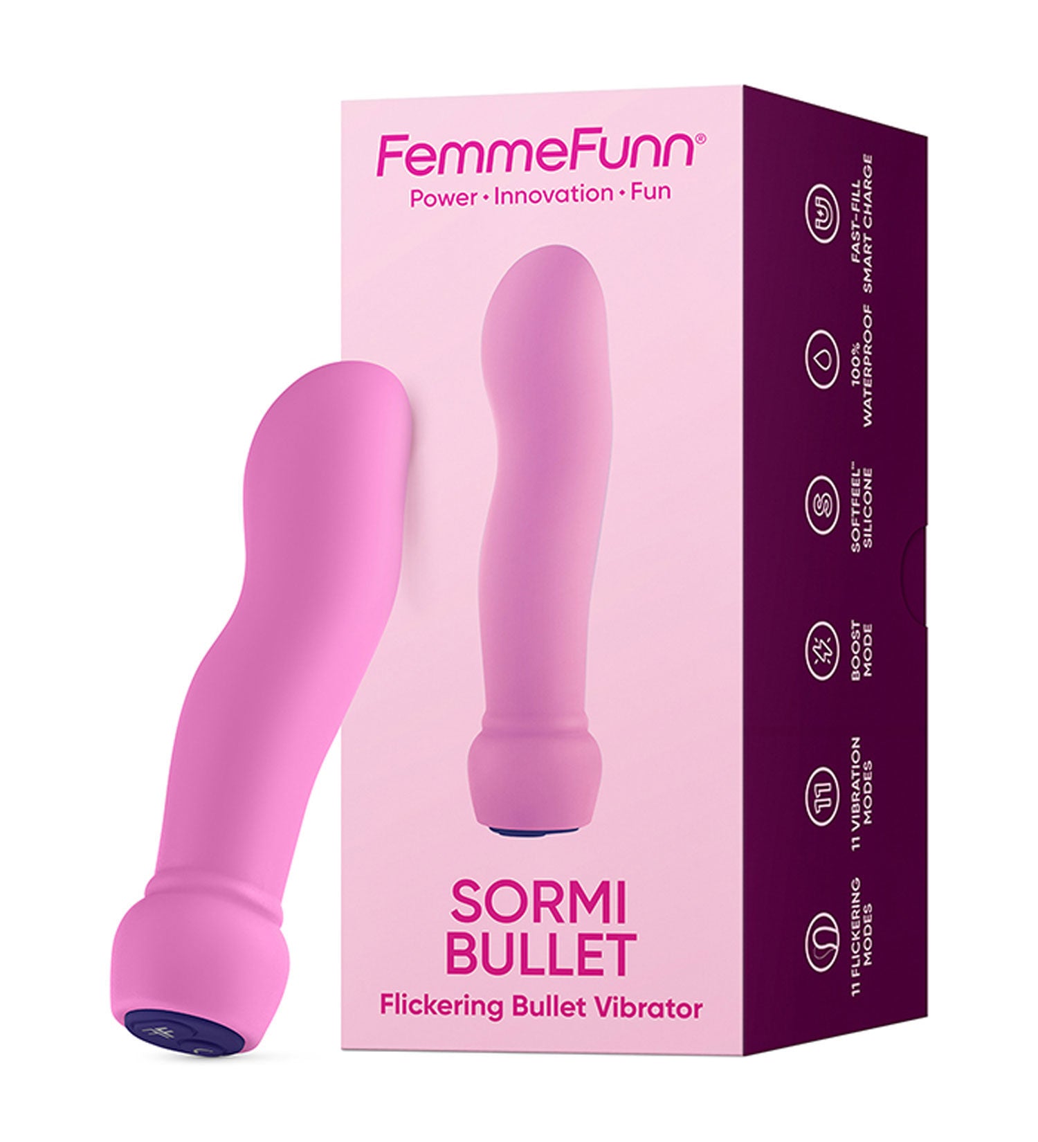 Sormi Flickering Bullet Vibrator with 11 Modes in Pink Silicone Finger Stimulator