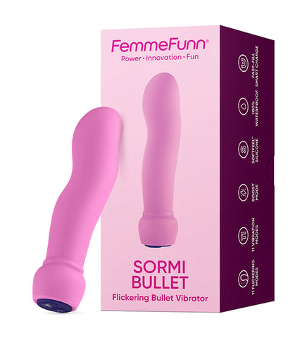 Sormi Flickering Bullet Vibrator with 11 Modes in Pink Silicone Finger Stimulator