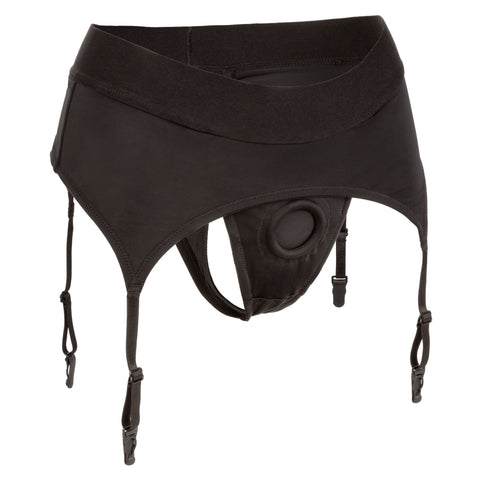 Boundless Black Thong with Garter Harness for L/XL Comfort Harnesses & Strap-Ons