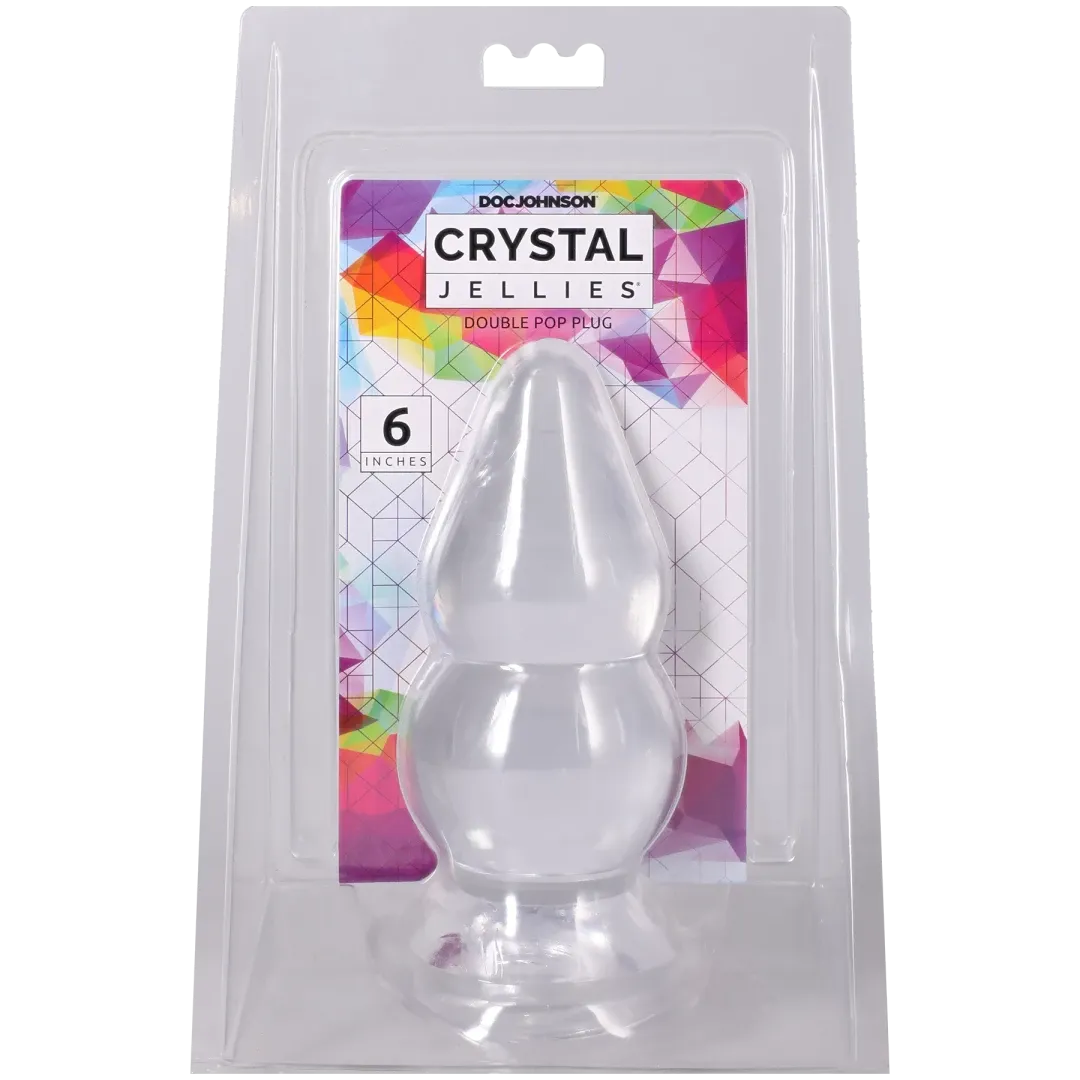 Crystal Jellies Double Pop Plug – Phthalate-Free Silicone 6 Inch Plug Clear > Anal Range > Butt Plugs