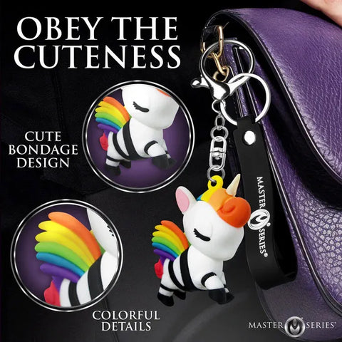 Bondage Unicorn Keychain (White Rainbow Mane) – Quirky Accessory Keychain > Novelties > Keychains
