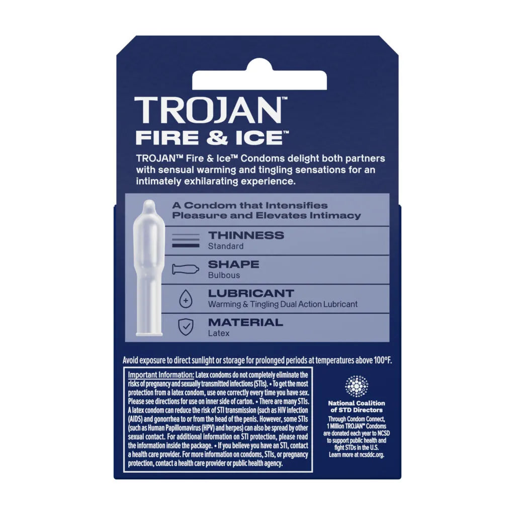 Trojan Fire and Ice Dual Action Lubricated Condoms - 3 Pack > Essentials > Condoms