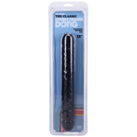 Jr Veined Double Header (Black) – 12 Inch Flexible Dong Black Black > Dildos > Double Dildos