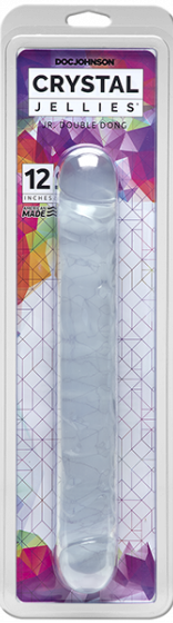 Doc Johnson Crystal Jellies Jr. Double Dong – Soft Flexible 12 Inch Double-Ended Dong Clear > Dildos > Double Dildos