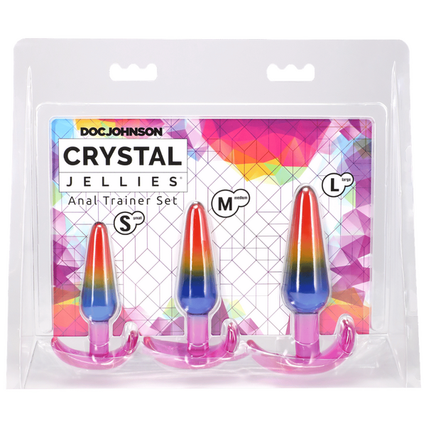 Crystal Jellies Rainbow Anal Trainer Set – Beginner Friendly Anal Plugs Rainbow > Anal Range > Butt Plug Kits