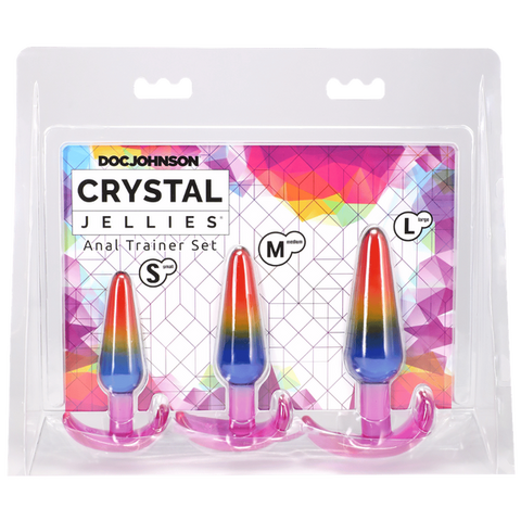 Crystal Jellies Rainbow Anal Trainer Set – Beginner Friendly Anal Plugs Rainbow > Anal Range > Butt Plug Kits
