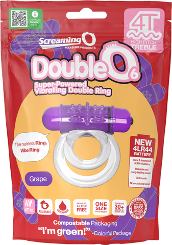 Double O 6 4T High Pitch Treble (Grape) > Cock Ring > Vibrating