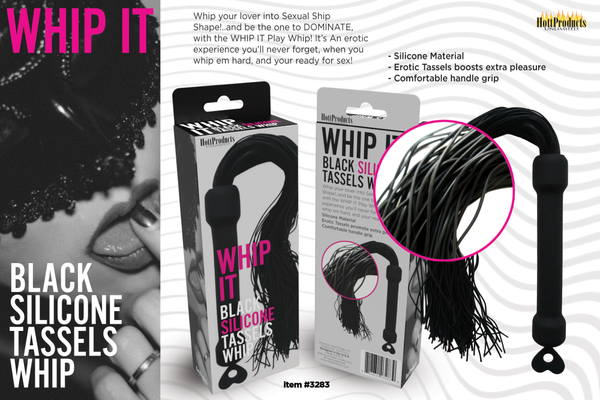 Whip It Play Whip – Silicone Tassel Whip with Comfortable Grip Erotic Accessory > Bondage Gear > Whips & Floggers