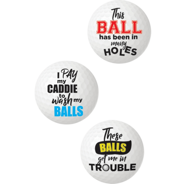 Balls Deep Novelty Golf Balls – Set of 3 Humorous Golf Ball Set > Novelties > Gag Gifts