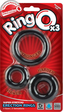 RingO X3 Cock Rings Mixed Pack - Black > Cock Ring > Sets
