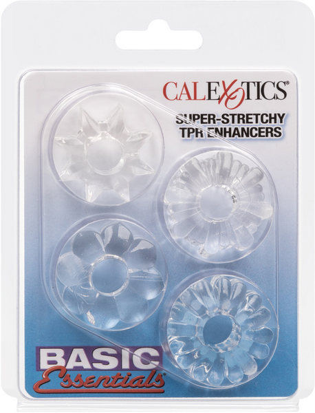 Basic Essentials Super Stretchy TPR Enhancer Sleeves – Set of Four Sleeve Enhancers > Cock Ring > Sets