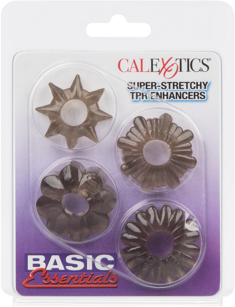 Basic Essentials Super Stretchy TPR Enhancer Sleeves – Set of Four Sleeve Enhancers > Cock Ring > Sets