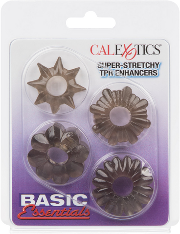 Basic Essentials Super Stretchy TPR Enhancer Sleeves – Set of Four Sleeve Enhancers > Cock Ring > Sets