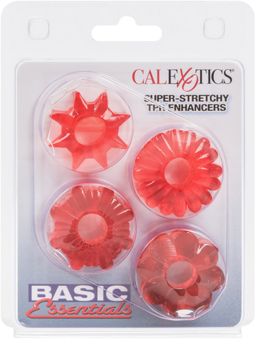 Basic Essentials Super Stretchy TPR Enhancer Sleeves – Set of Four Sleeve Enhancers > Cock Ring > Sets