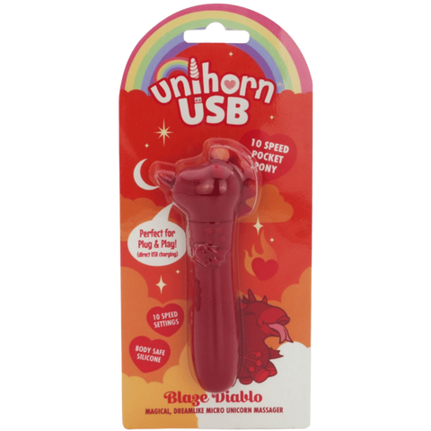 Unihorn Blaze Diablo (Red) – USB Rechargeable Silicone Bullet Vibrator with 10 Speeds > Vibrators > Ladies > Clitoral Vibrators and Stimulators
