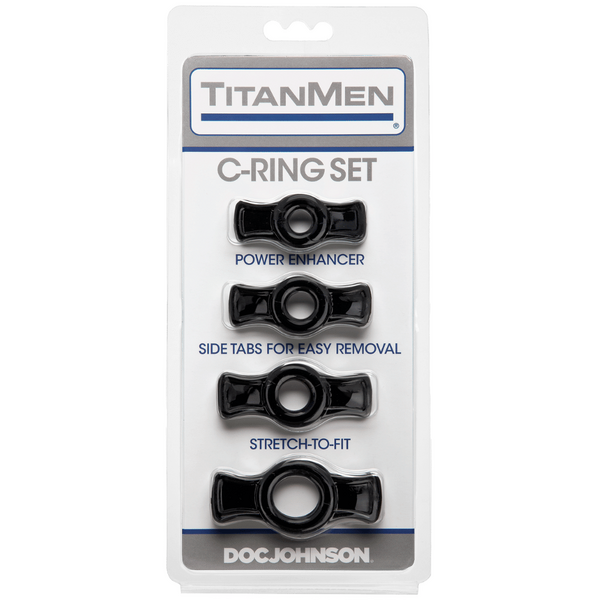 Titanmen Cock Ring Set (Black) – Stretchable Cock Rings Set Black > Cock Ring > Sets