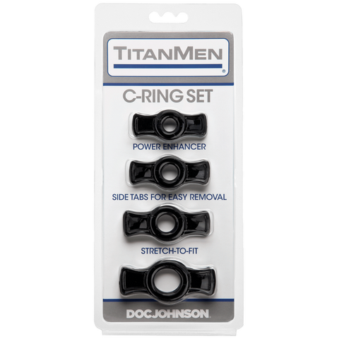 Titanmen Cock Ring Set (Black) – Stretchable Cock Rings Set