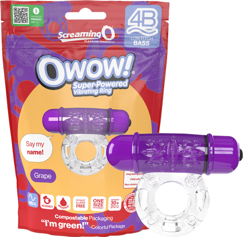 Owow 4B Low Pitch Bass (Grape) Purple > Cock Ring > Vibrating