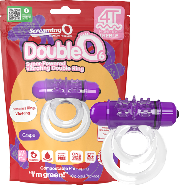 Double O 6 4T High Pitch Treble (Grape) Purple > Cock Ring > Vibrating