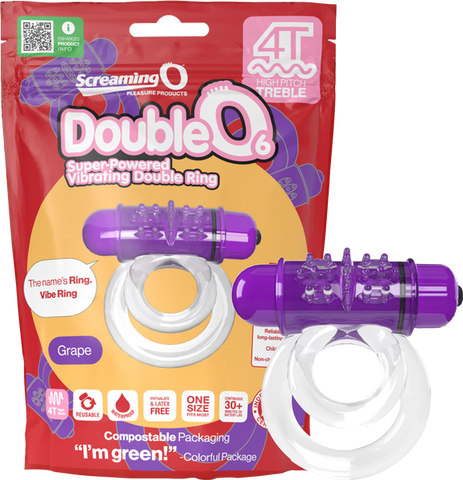 Double O 6 4T High Pitch Treble (Grape) Purple > Cock Ring > Vibrating