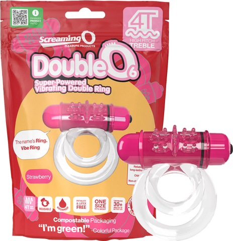 Double O 6 4T High Pitch Treble (Strawberry) Pink > Cock Ring > Vibrating