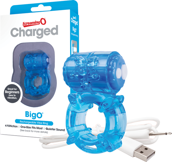 Screaming O Charged BigO – Rechargeable Silicone Vibrating Cock Ring Blue > Cock Ring > Vibrating