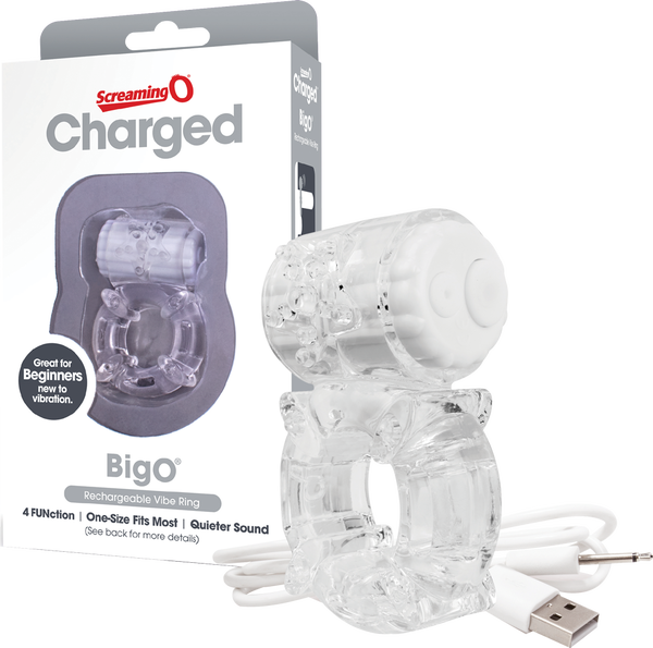Screaming O Charged BigO – Rechargeable Silicone Vibrating Cock Ring Clear > Cock Ring > Vibrating