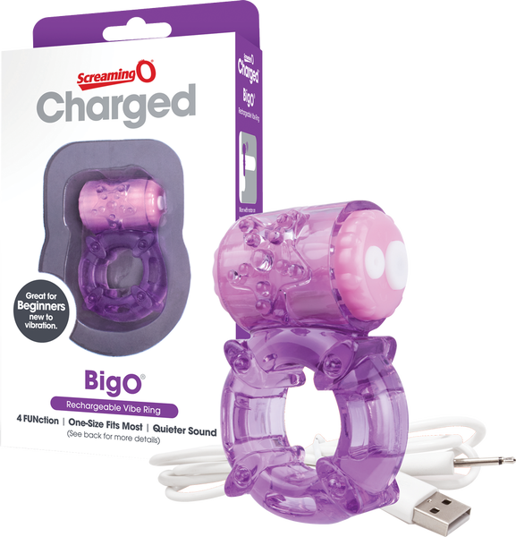Screaming O Charged BigO – Rechargeable Silicone Vibrating Cock Ring Purple > Cock Ring > Vibrating