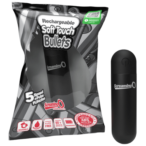 Rechargeable Soft Touch Bullet Vibrator (Black) – Waterproof Rechargeable 5-Speed Bullet Vibrator Black > Vibrators > Mini Vibrators